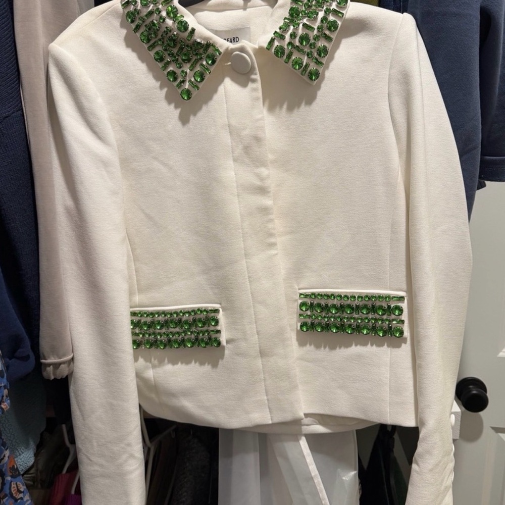 Veronica Beard Cream Textured Set. Blazer and skirt